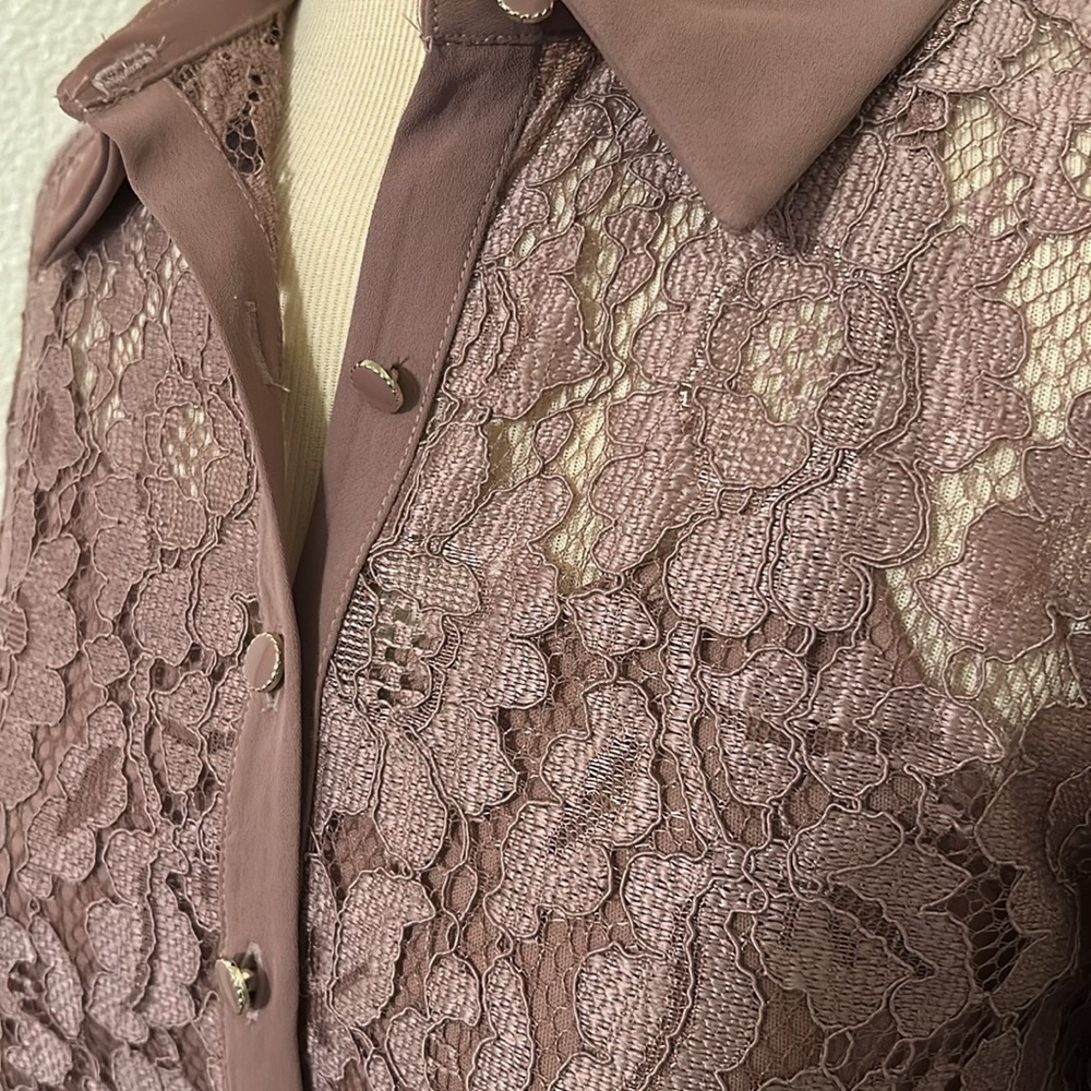 Gorgeous Mauve Lace Collared Top & Camisole S Small 6 or 8 - Picture 3 of 4